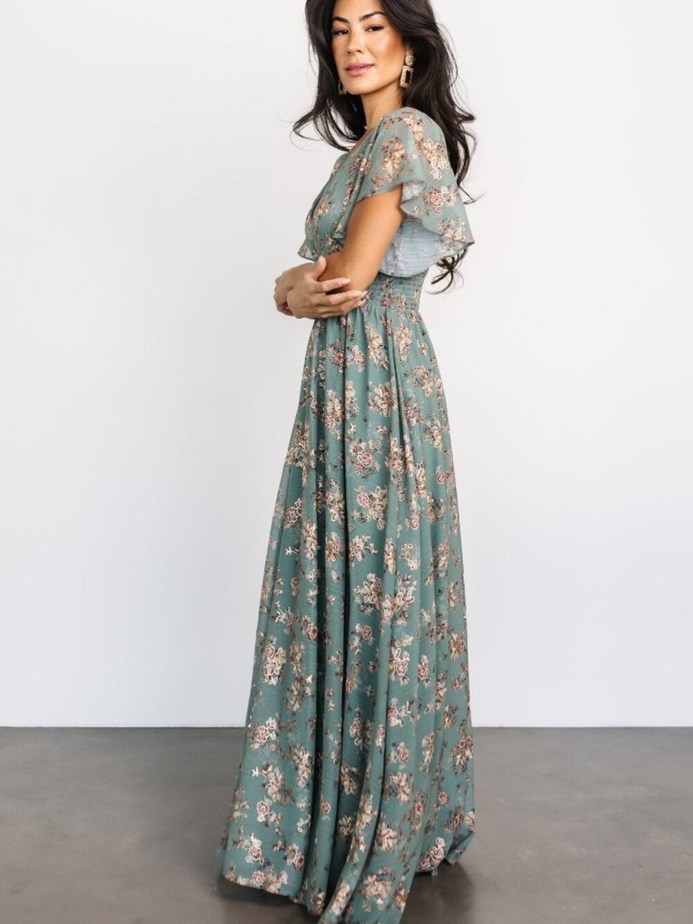 Baltic Born Lynlee Metallic Maxi Dress | Eucalyptus Size MM - Picture 5 of 5